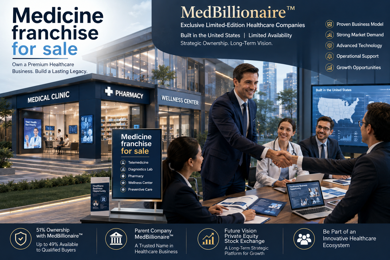Medicine Franchise for Sale Healthcare Business Ownership Through the MedBillionaire™ Ecosystem